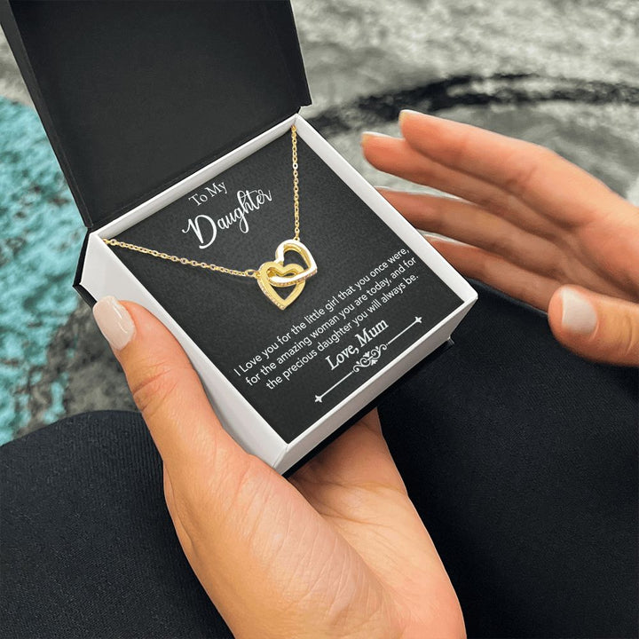 To My Daughter | Precious Daughter - Interlocking Hearts Necklace