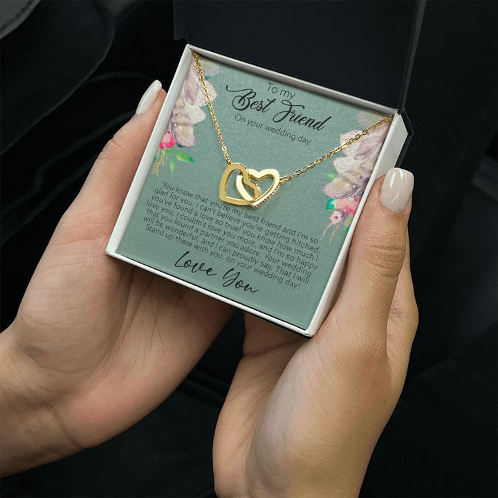 To My Best Friend on your wedding day | I'm so happy you found a partner you adore - Interlocking Hearts Necklace