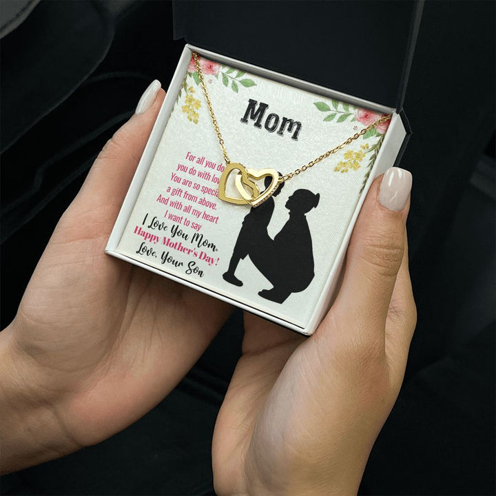 Happy Mother's Day | With all my heart I want to say I love you Mom - Interlocking Hearts Necklace