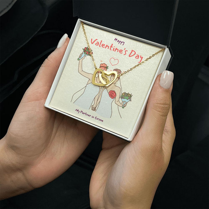 Happy Valentine's | Together We Are Strong LGBTQ for Women - Interlocking Hearts Necklace