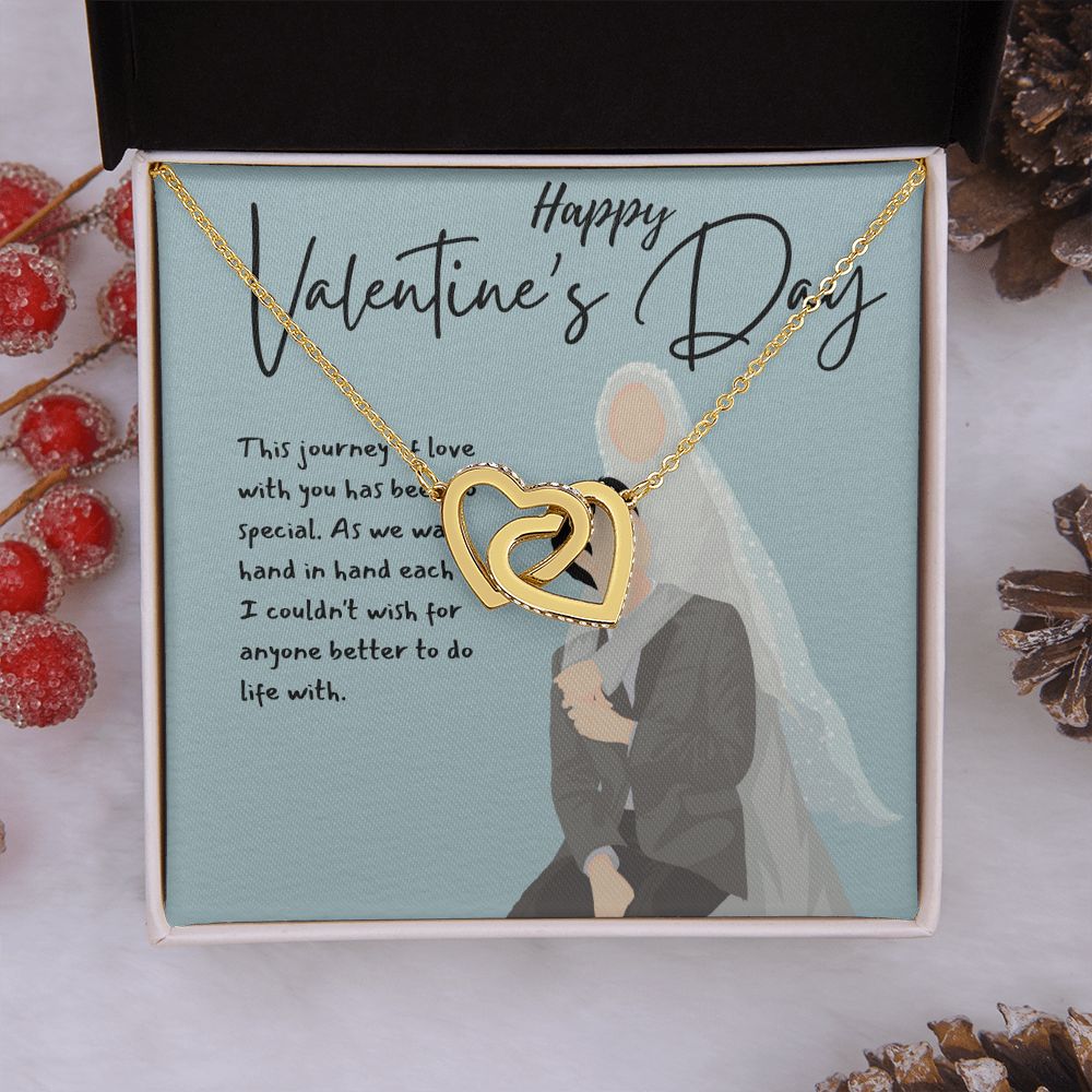 Happy Valentine's Day | Love is a Journey, Not a Destination - Interlocking Hearts Necklace