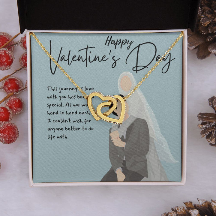 Happy Valentine's Day | Love is a Journey, Not a Destination - Interlocking Hearts Necklace
