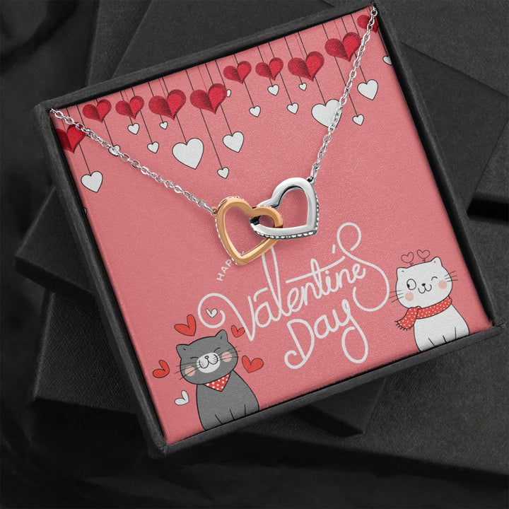 Happy Valentine's Day | Forever my heart's companion - Interlocking Hearts Necklace