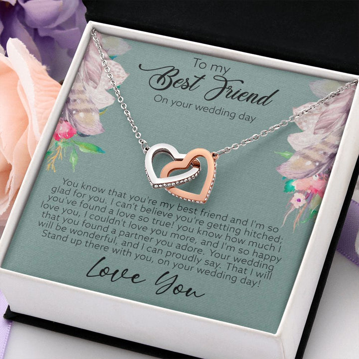 To My Best Friend on your wedding day | I'm so happy you found a partner you adore - Interlocking Hearts Necklace
