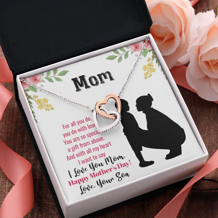 Happy Mother's Day | With all my heart I want to say I love you Mom - Interlocking Hearts Necklace