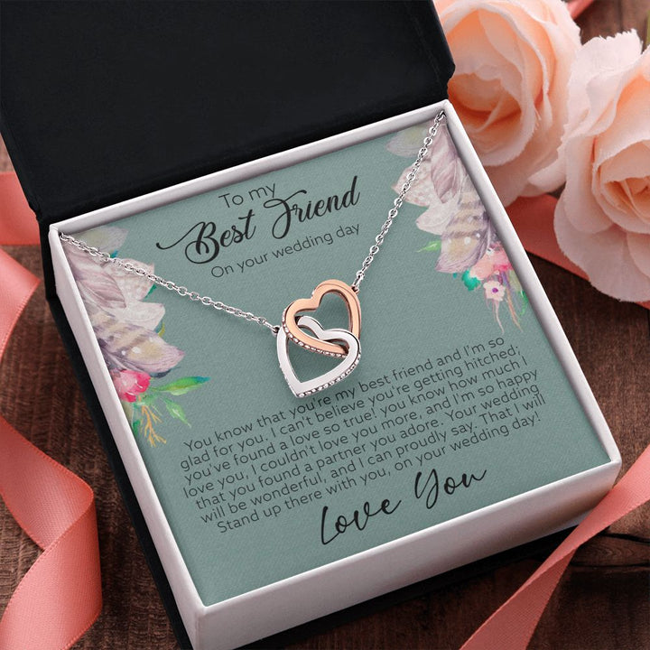 To My Best Friend on your wedding day | I'm so happy you found a partner you adore - Interlocking Hearts Necklace