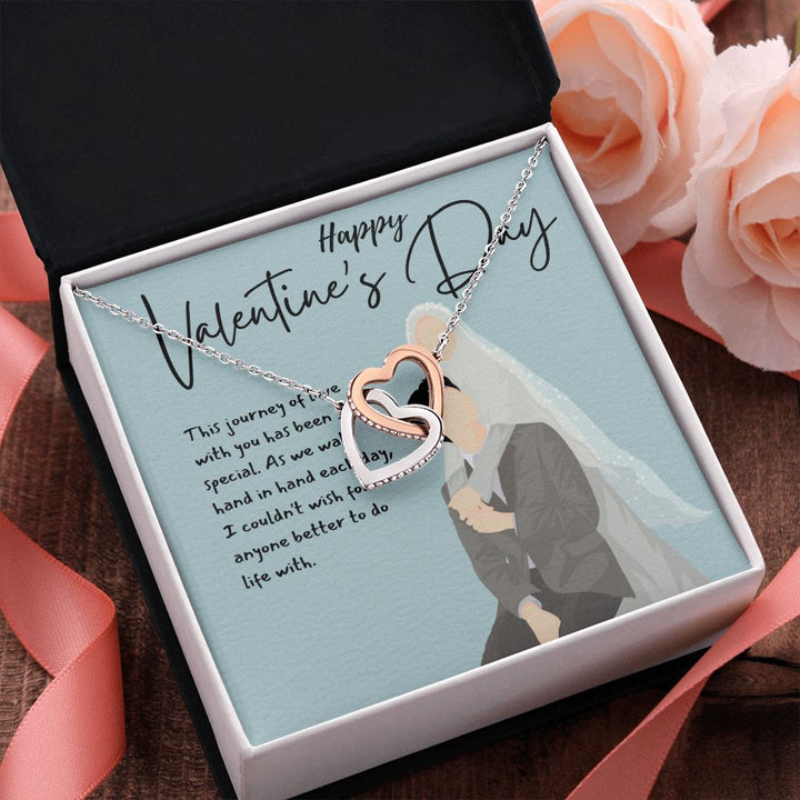 Happy Valentine's Day | Love is a Journey, Not a Destination - Interlocking Hearts Necklace