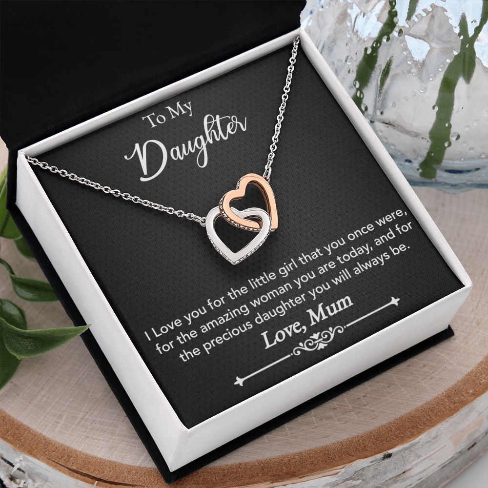 To My Daughter | Precious Daughter - Interlocking Hearts Necklace