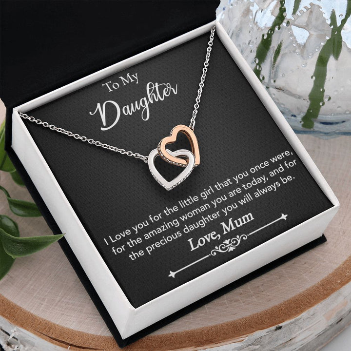 To My Daughter | Precious Daughter - Interlocking Hearts Necklace