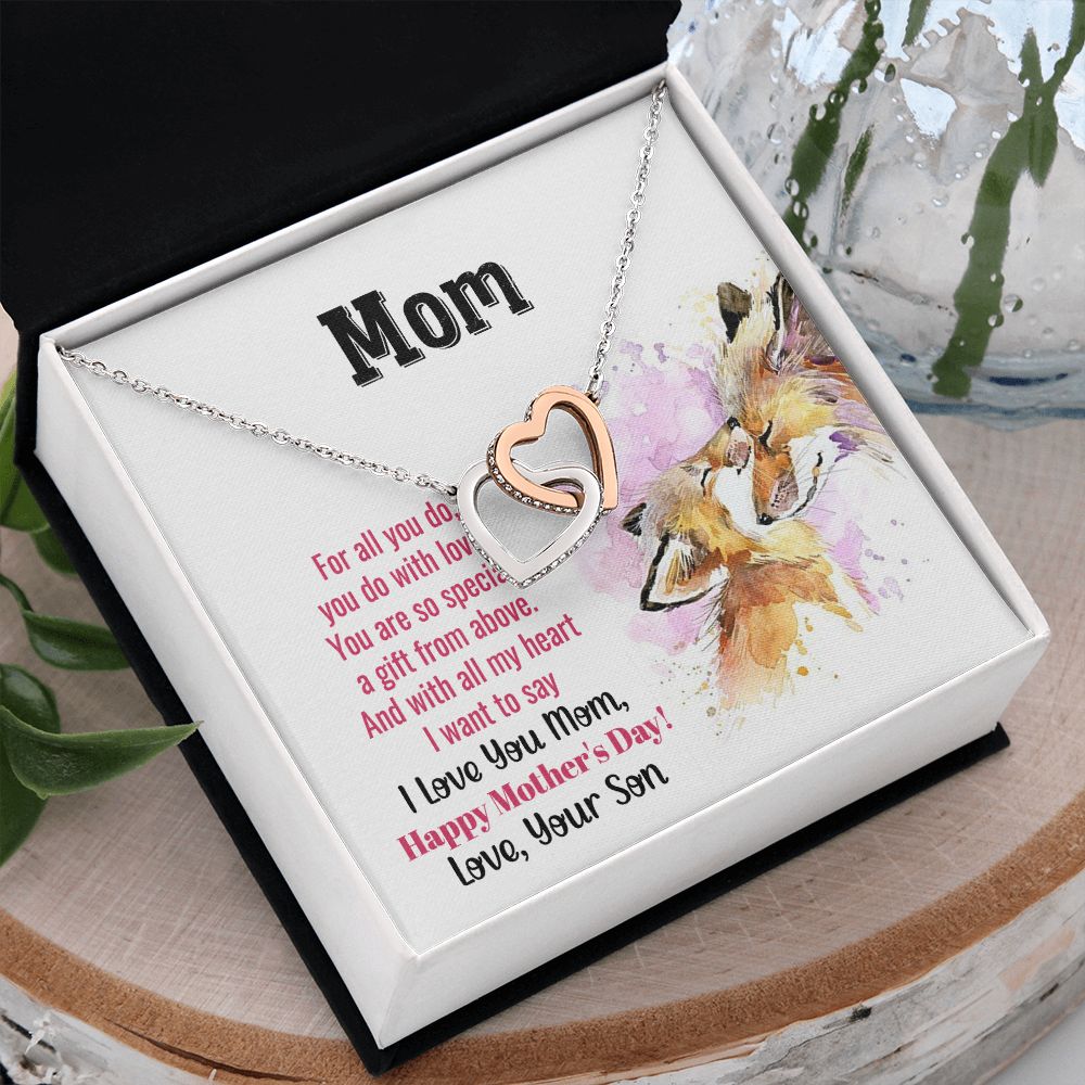 Happy Mother's Day | Eternally cherished, Mom - Interlocking Hearts Necklace