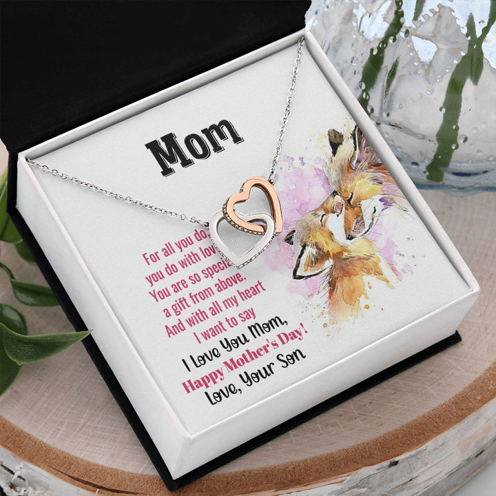 Happy Mother's Day | Eternally cherished, Mom - Interlocking Hearts Necklace