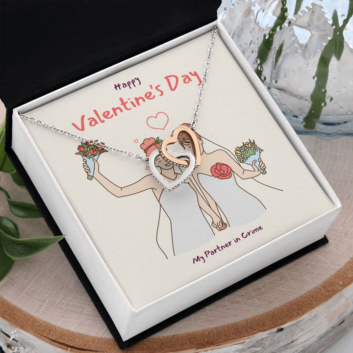 Happy Valentine's | Together We Are Strong LGBTQ for Women - Interlocking Hearts Necklace
