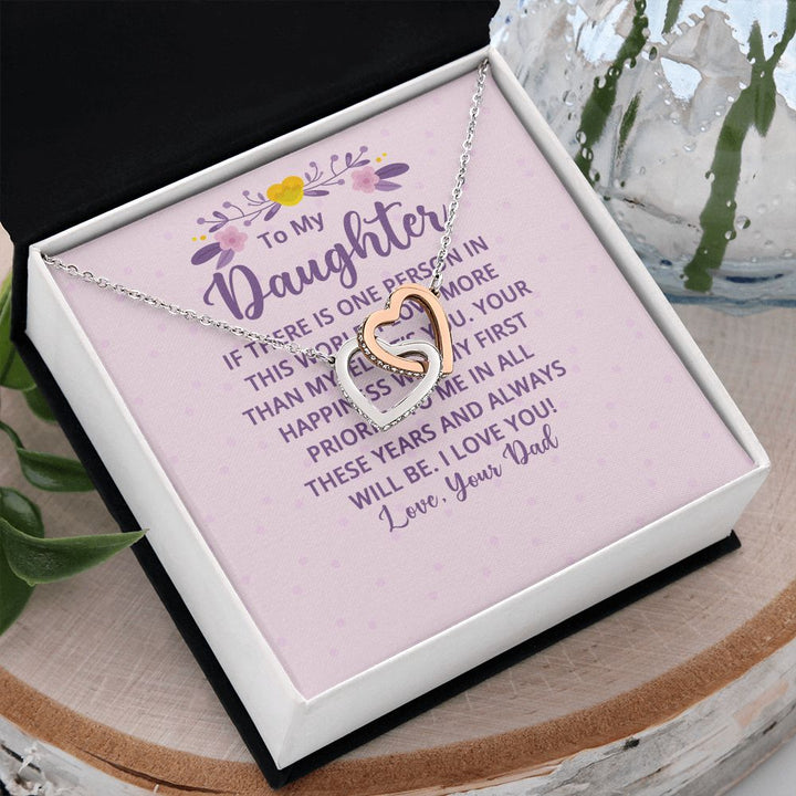 To My Daughter | I Love You! Love, Your Father - Interlocking Hearts Necklace