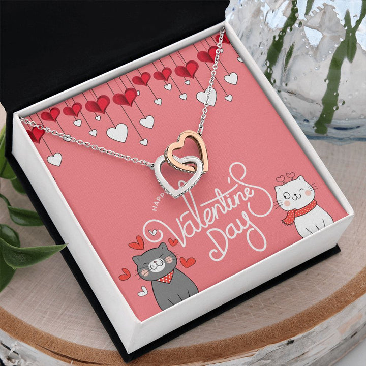 Happy Valentine's Day | Forever my heart's companion - Interlocking Hearts Necklace