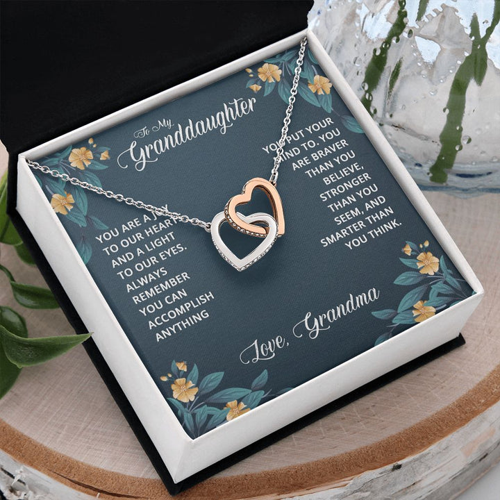 To My Granddaughter | You Light Up My Life, Granddaughter - Interlocking Hearts Necklace