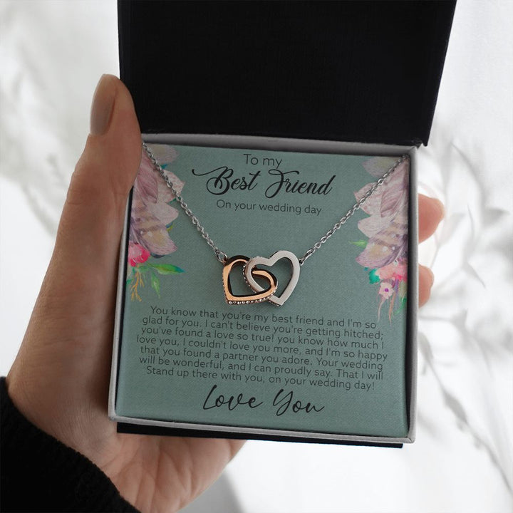 To My Best Friend on your wedding day | I'm so happy you found a partner you adore - Interlocking Hearts Necklace