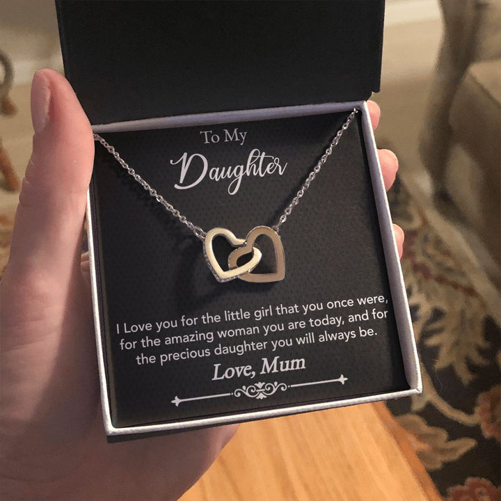 To My Daughter | Precious Daughter - Interlocking Hearts Necklace