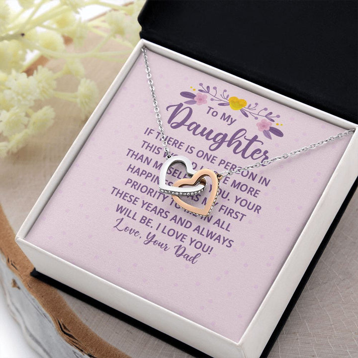 To My Daughter | I Love You! Love, Your Father - Interlocking Hearts Necklace