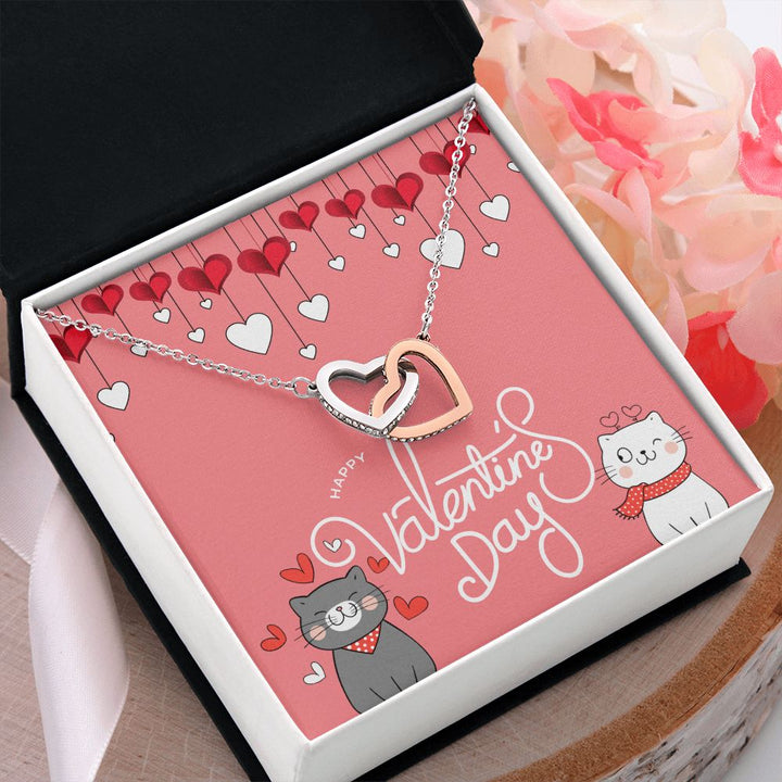 Happy Valentine's Day | Forever my heart's companion - Interlocking Hearts Necklace