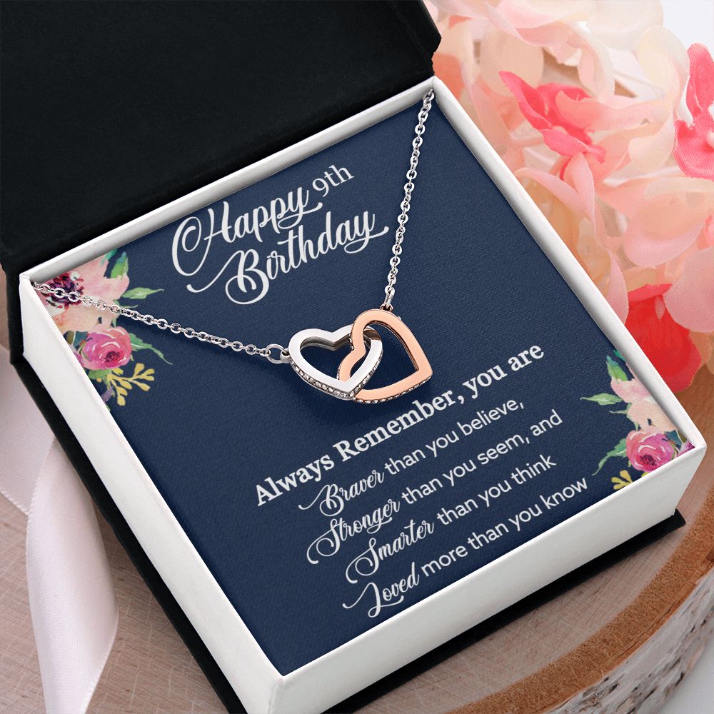 Happy 9th Birthday | Always Remember you are loved more than you know - Interlocking Hearts Necklace