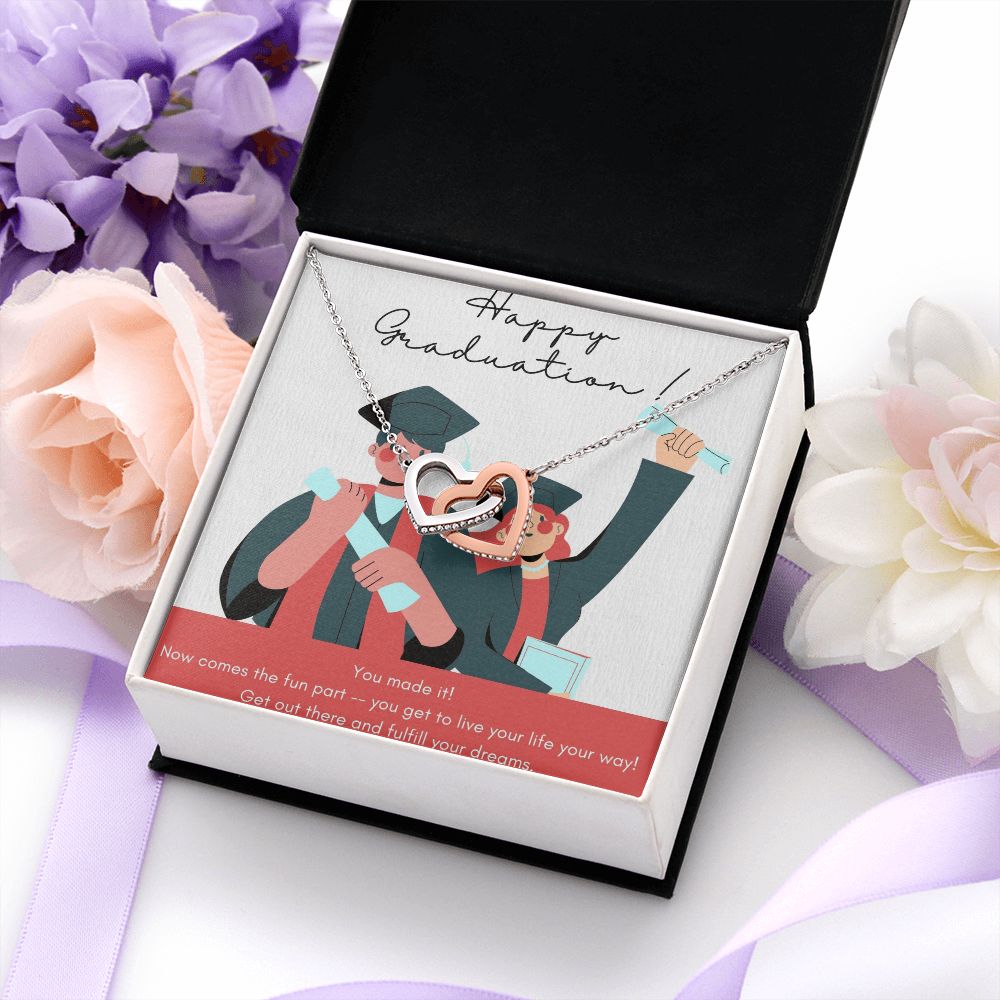 Happy Graduation | Proudly Commending You - Interlocking Hearts Necklace