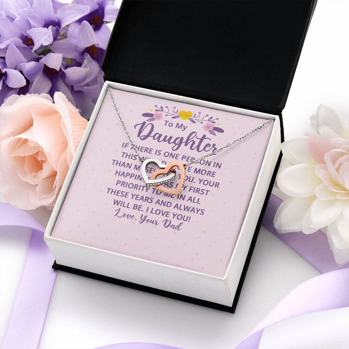 To My Daughter | I Love You! Love, Your Father - Interlocking Hearts Necklace