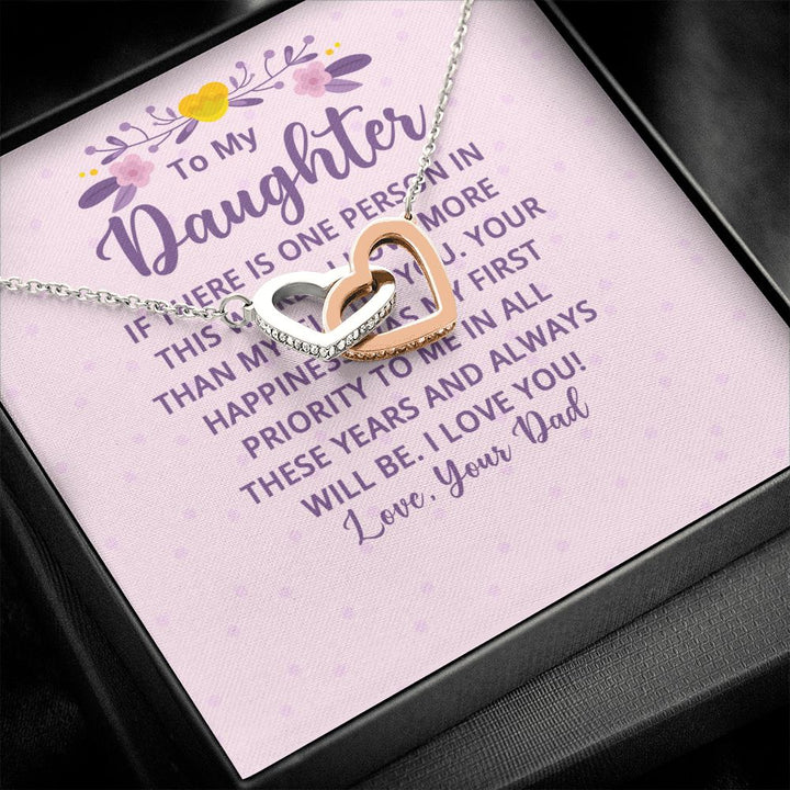 To My Daughter | I Love You! Love, Your Father - Interlocking Hearts Necklace