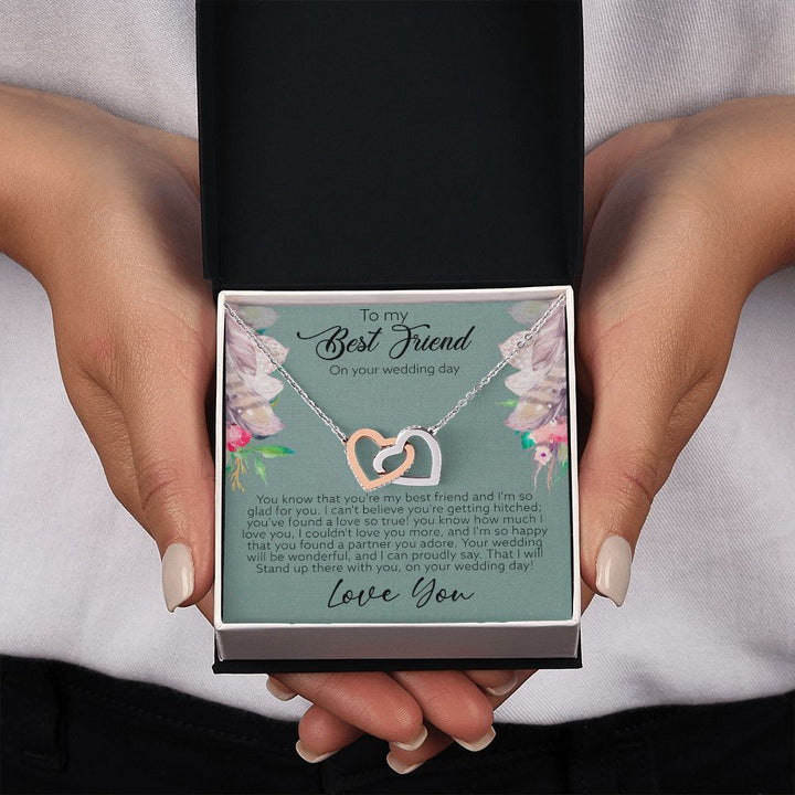 To My Best Friend on your wedding day | I'm so happy you found a partner you adore - Interlocking Hearts Necklace