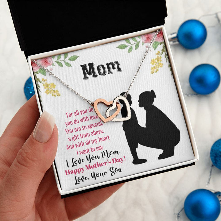 Happy Mother's Day | With all my heart I want to say I love you Mom - Interlocking Hearts Necklace