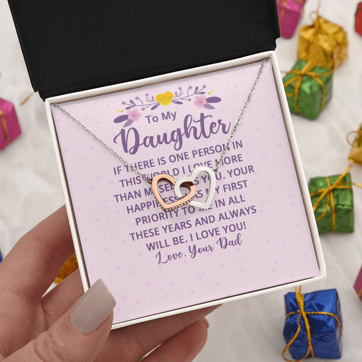 To My Daughter | I Love You! Love, Your Father - Interlocking Hearts Necklace