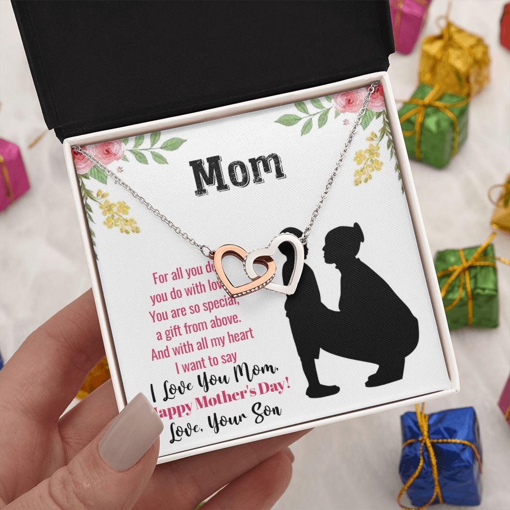 Happy Mother's Day | With all my heart I want to say I love you Mom - Interlocking Hearts Necklace
