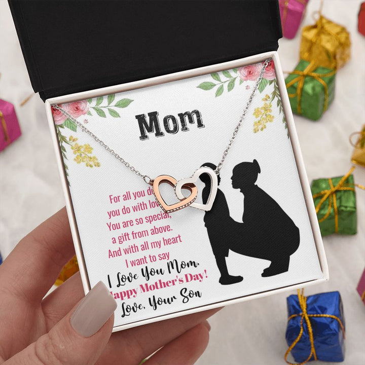 Happy Mother's Day | With all my heart I want to say I love you Mom - Interlocking Hearts Necklace