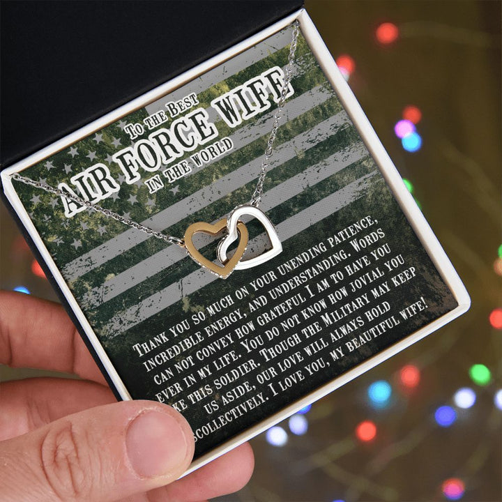 To My Airforce Wife | You are my everything, my love, my life - Interlocking Hearts Necklace