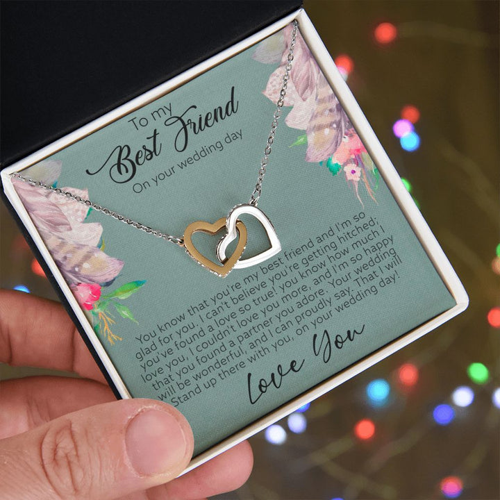 To My Best Friend on your wedding day | I'm so happy you found a partner you adore - Interlocking Hearts Necklace