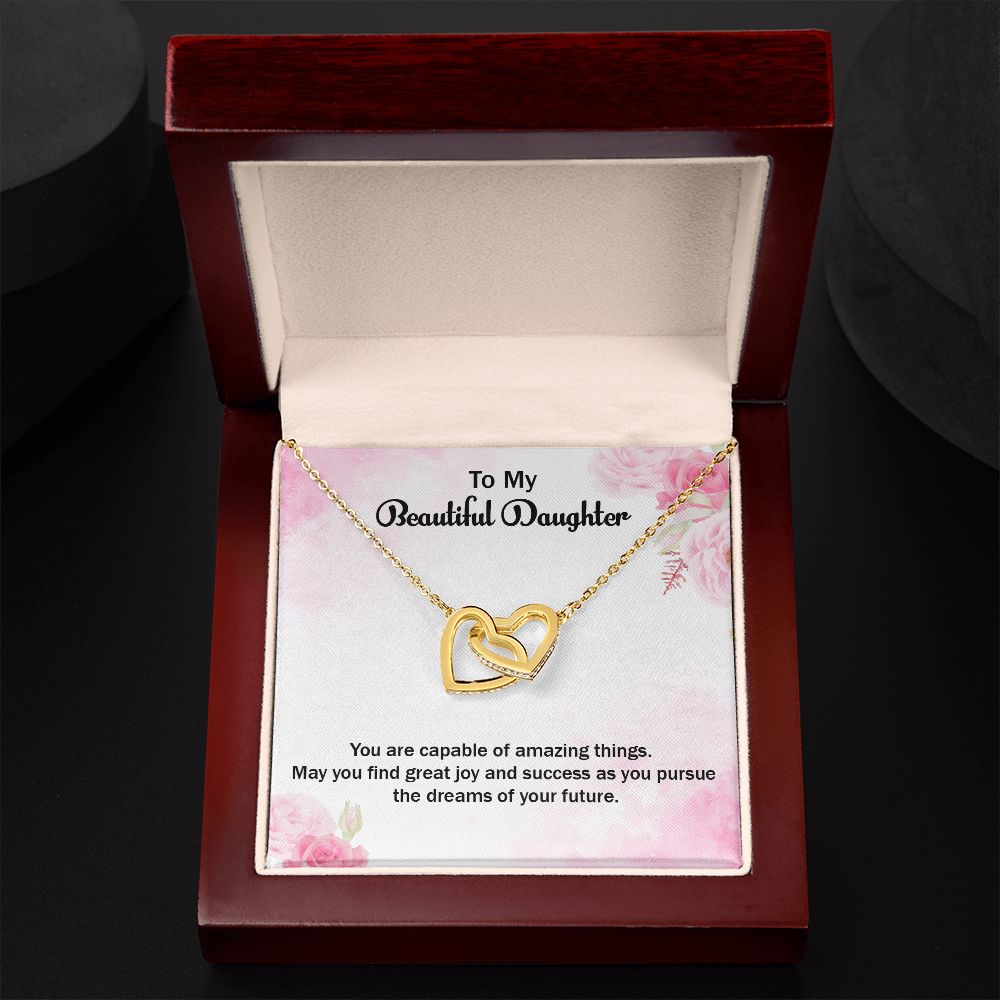 To My Beautiful Daughter | Graduate: A Step Towards Success! - Interlocking Hearts Necklace