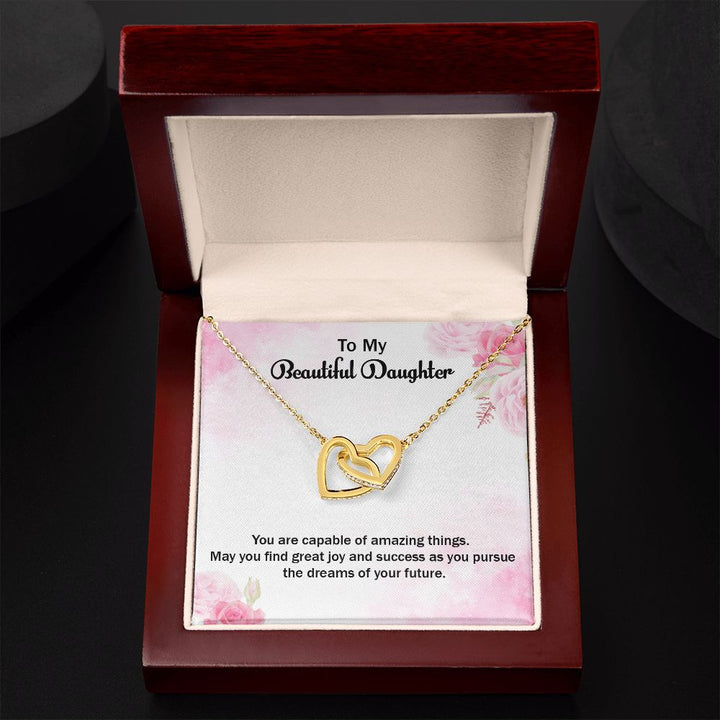 To My Beautiful Daughter | Graduate: A Step Towards Success! - Interlocking Hearts Necklace