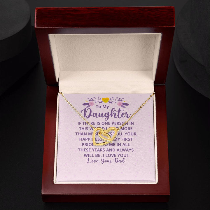 To My Daughter | I Love You! Love, Your Father - Interlocking Hearts Necklace