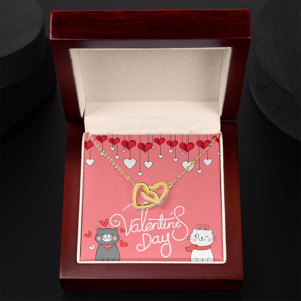 Happy Valentine's Day | Forever my heart's companion - Interlocking Hearts Necklace
