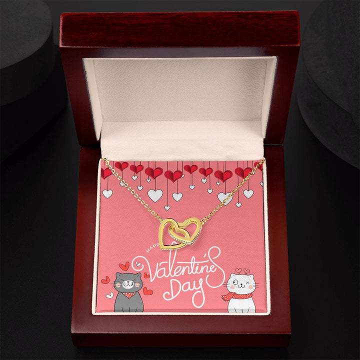 Happy Valentine's Day | Forever my heart's companion - Interlocking Hearts Necklace