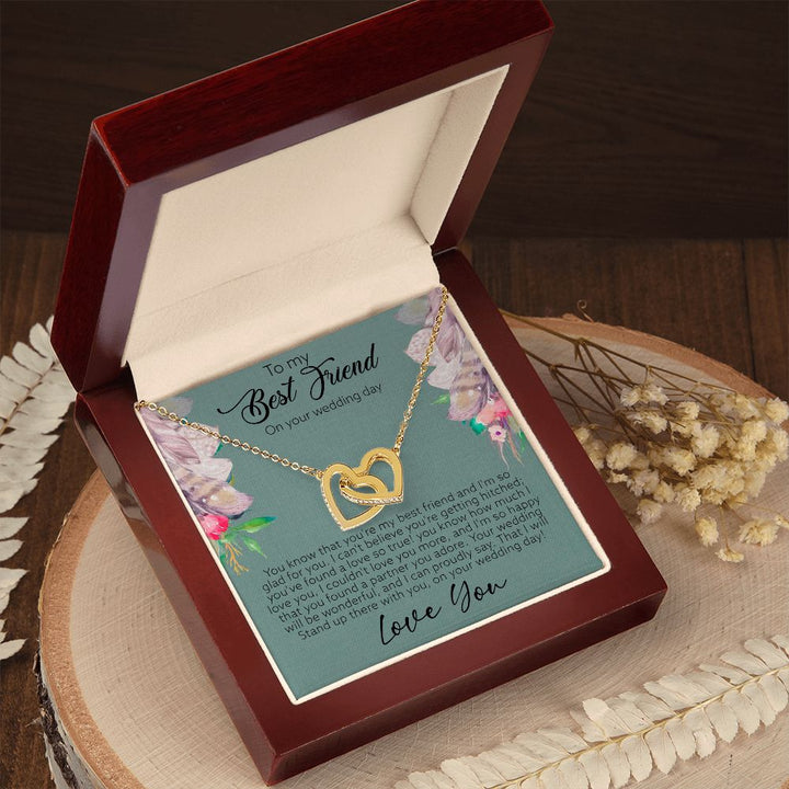 To My Best Friend on your wedding day | I'm so happy you found a partner you adore - Interlocking Hearts Necklace