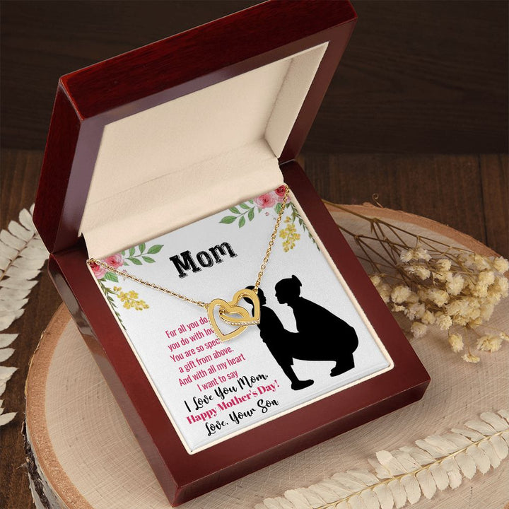 Happy Mother's Day | With all my heart I want to say I love you Mom - Interlocking Hearts Necklace