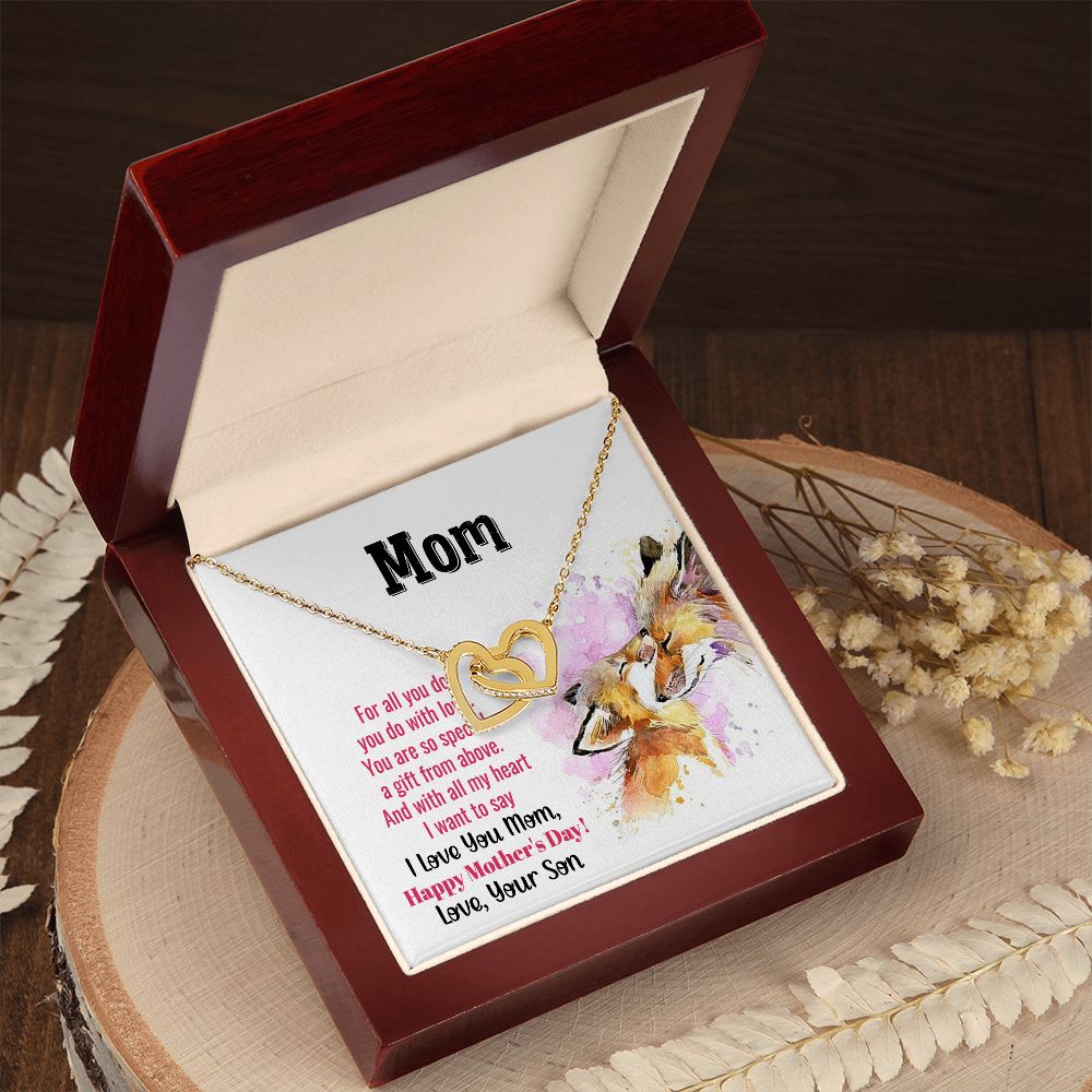 Happy Mother's Day | Eternally cherished, Mom - Interlocking Hearts Necklace