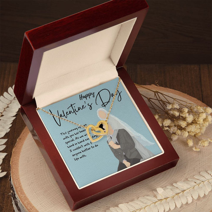 Happy Valentine's Day | Love is a Journey, Not a Destination - Interlocking Hearts Necklace
