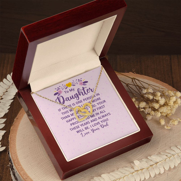 To My Daughter | I Love You! Love, Your Father - Interlocking Hearts Necklace