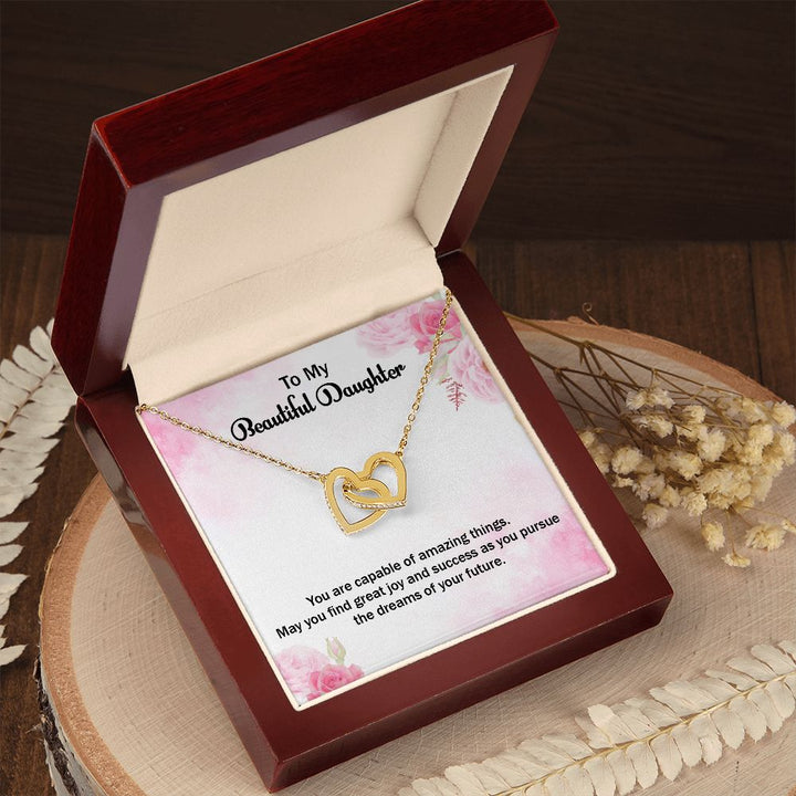 To My Beautiful Daughter | Graduate: A Step Towards Success! - Interlocking Hearts Necklace