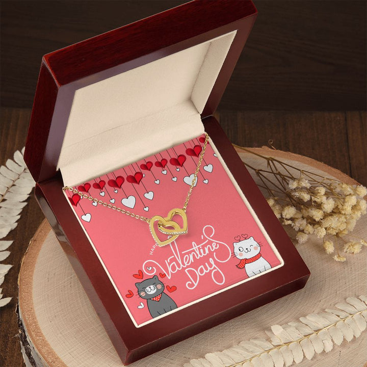 Happy Valentine's Day | Forever my heart's companion - Interlocking Hearts Necklace