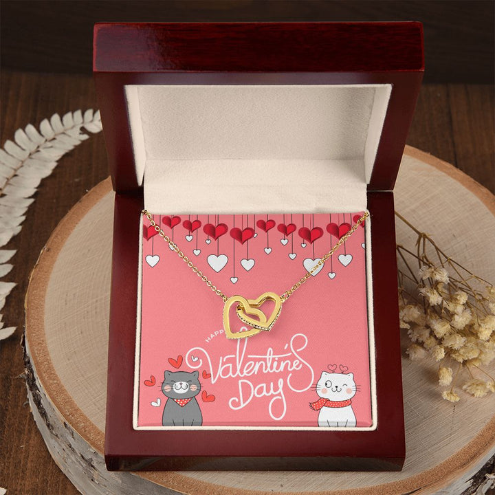 Happy Valentine's Day | Forever my heart's companion - Interlocking Hearts Necklace