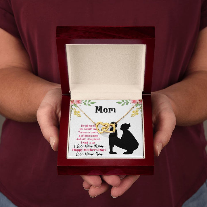 Happy Mother's Day | With all my heart I want to say I love you Mom - Interlocking Hearts Necklace
