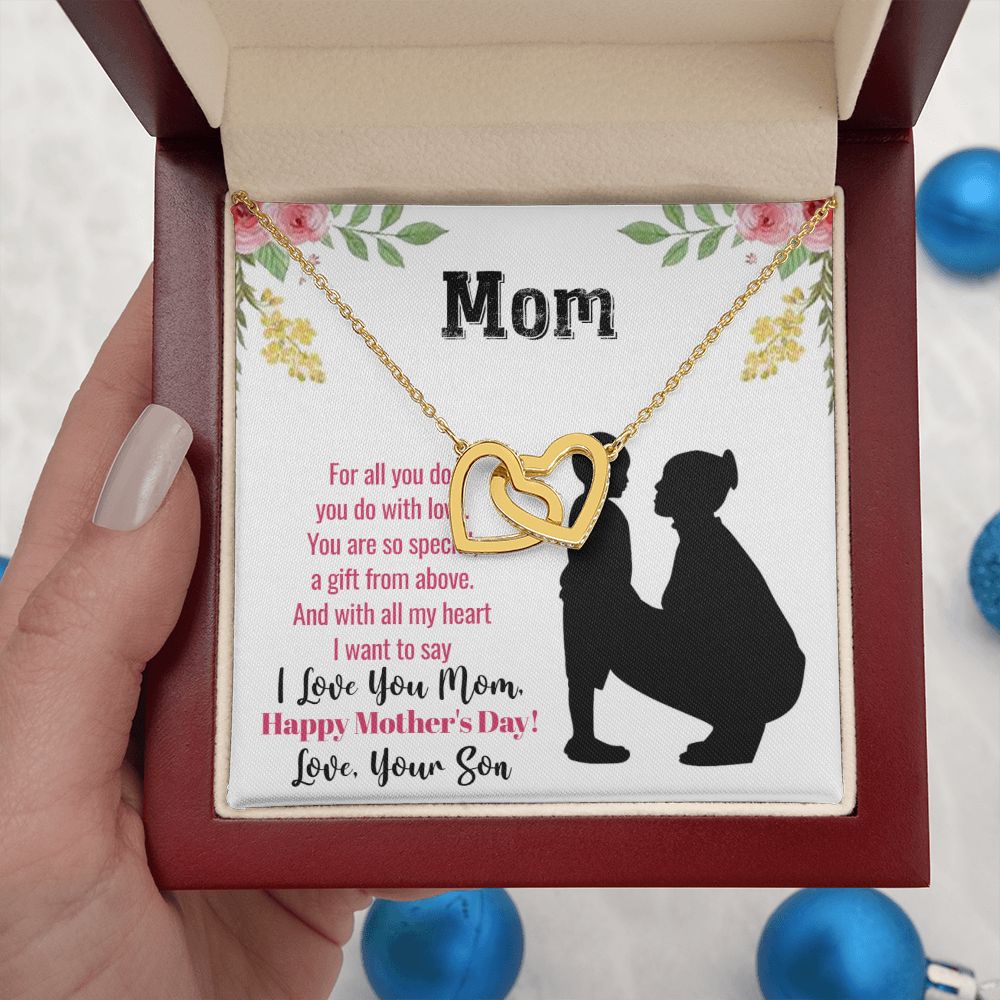 Happy Mother's Day | With all my heart I want to say I love you Mom - Interlocking Hearts Necklace