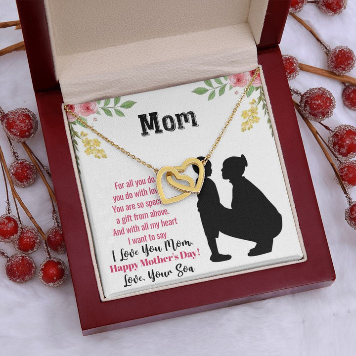Happy Mother's Day | With all my heart I want to say I love you Mom - Interlocking Hearts Necklace